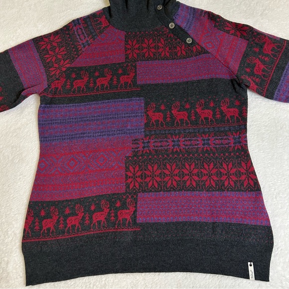 Woolrich Women's Sweater Large Gray High Neck Long Sleeve Pullover Christmas - Picture 4 of 10